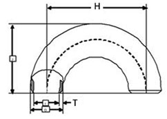 180° Long Radius Elbow dimensions