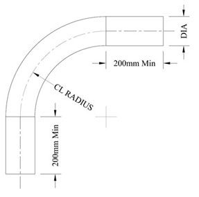 long radius bend dimensions