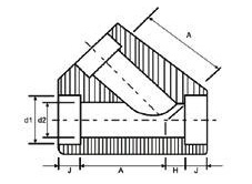 forged Socket Weld 45 deg Lateral Tee dimensions