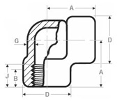 forged threaded 90 deg elbow dimensions