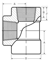 forged threaded Tee dimensions